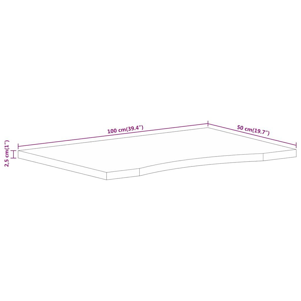 vidaXL Επιφάνεια Γραφείου Καμπύλη 100x50x2,5 εκ Μασίφ Ακατ. Μάνγκο