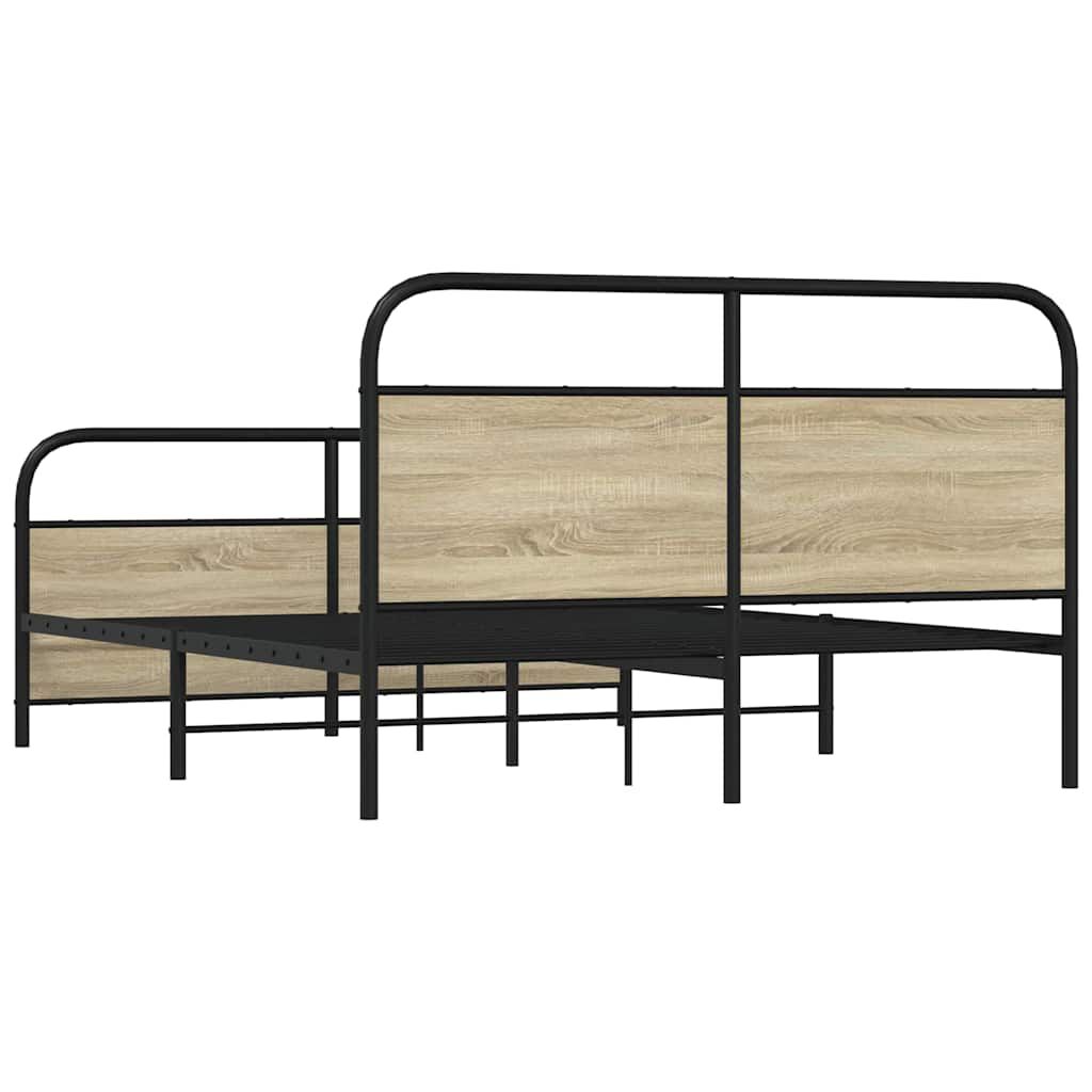 vidaXL Σκελετός Κρεβ. Χωρίς Στρώμα Sonoma Δρυς 150x200 εκ. Μεταλλικό