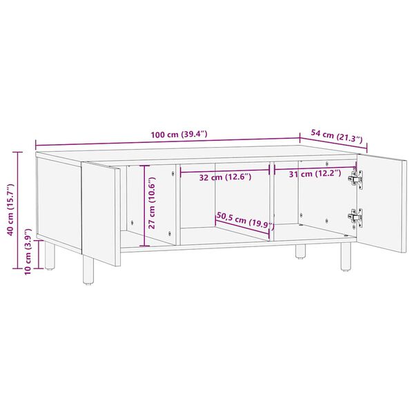 vidaXL Τραπεζάκι σαλονιού καφέ 100x54x40 cm μασίφ ξύλο Mango