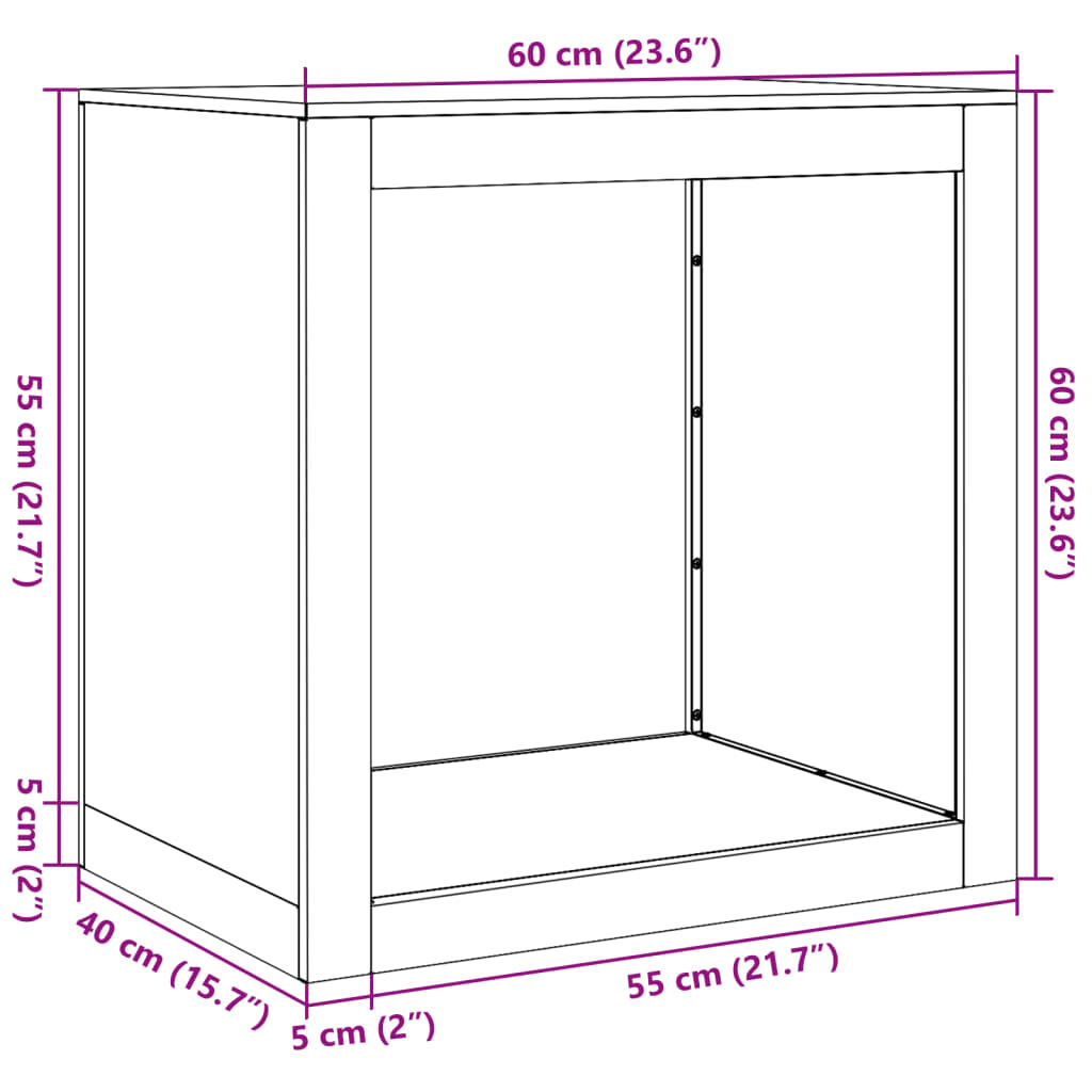 vidaXL Ράφι Καυσόξυλων Ανθρακί 60x40x60 εκ. Ατσάλινο