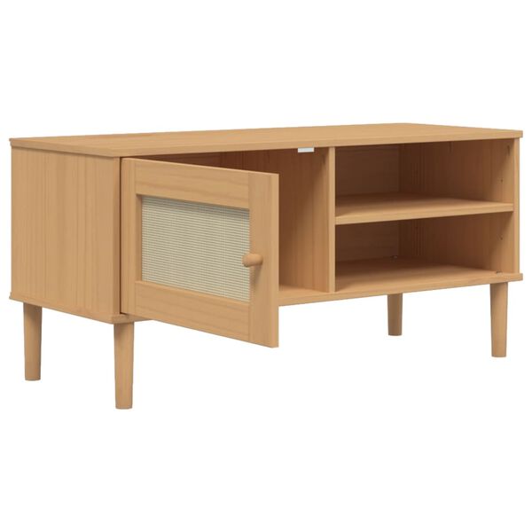 vidaXL Έπιπλο Τηλεόρασης SENJA Καφέ / Ρατάν 106x40x49 εκ. Μασίφ Πεύκο