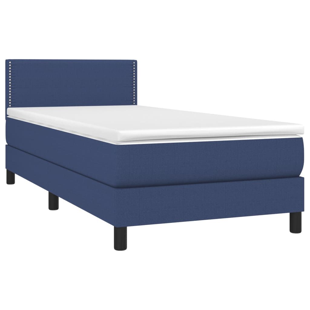 vidaXL Κρεβάτι Boxspring με Στρώμα & LED Μπλε 80x200 εκ. Υφασμάτινο