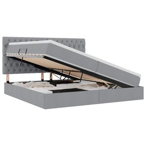 vidaXL Κρεβάτι Αποθήκης Ανοιχτό γκρι 200 x 200 cm Τεχνητό Δέρμα