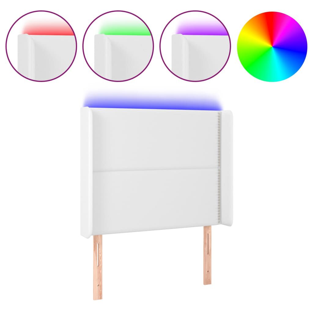 vidaXL Κεφαλάρι Κρεβατιού LED Λευκό 83x16x118/128 εκ.Συνθετ. Δέρμα