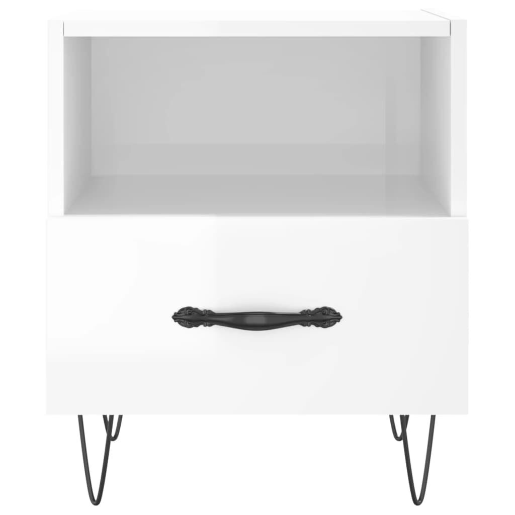 vidaXL Κομοδίνο Γυαλιστερό Λευκό 40 x 35 x 47,5 εκ. Επεξεργασμένο Ξύλο