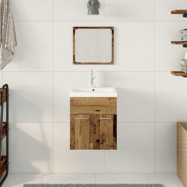 vidaXL Σετ Επίπλων Μπάνιου με πόρτα 3 pcs Παλιό Ξύλο 41 x 38.5 x 46 cm