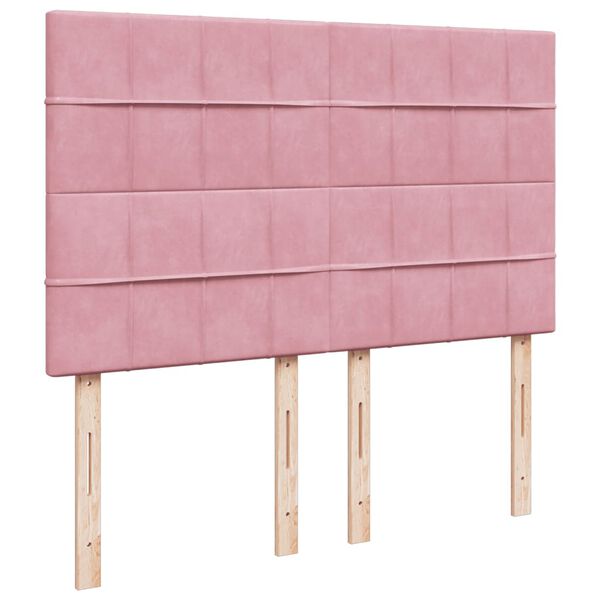 vidaXL Κρεβάτι Boxspring με Στρώμα Ροζ 140x190 εκ. Βελούδινο