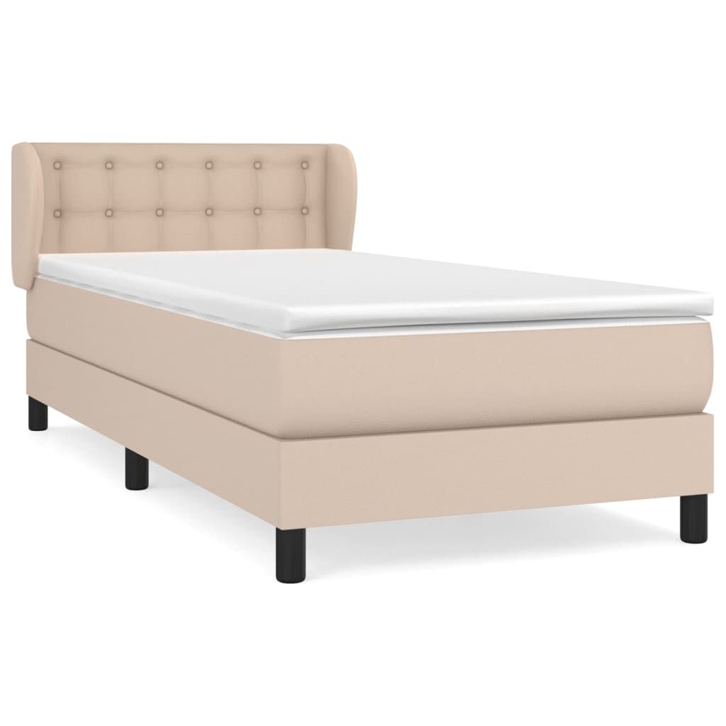 vidaXL Κρεβάτι Boxspring με Στρώμα Καπουτσίνο 90x190εκ.από Συνθ. Δέρμα