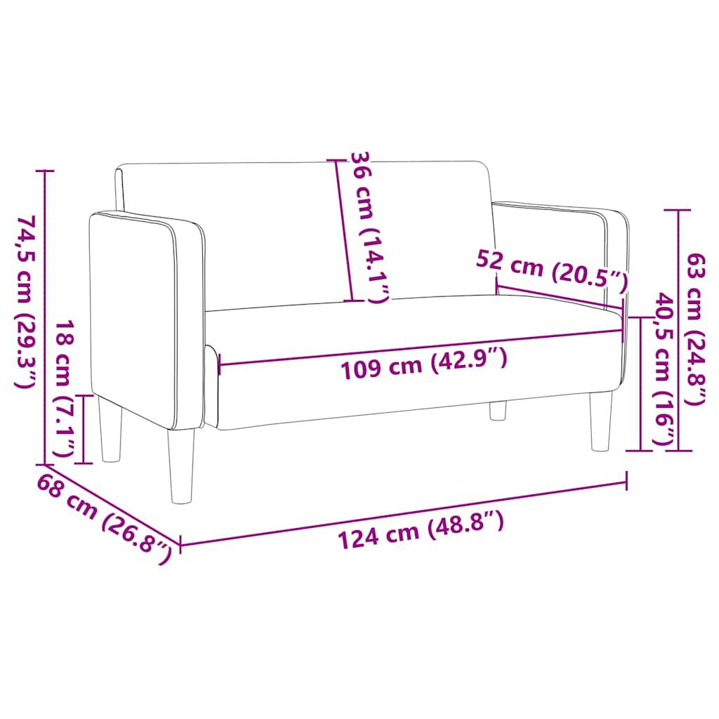 vidaXL καναπές Loveseat ανοιχτό γκρι 109 cm Corduroy ύφασμα