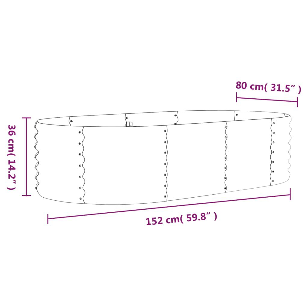 vidaXL Ζαρντινιέρα Ανθρακί 152x80x36 εκ Ατσάλι με Ηλεκτρ. Βαφή Πούδρας