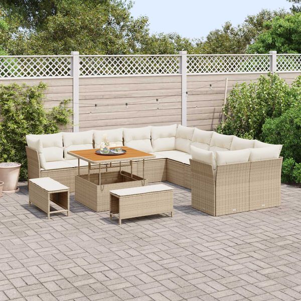 vidaXL Σετ Καναπέ Κήπου 13 pcs Μπεζ συνθετικό ρατάν