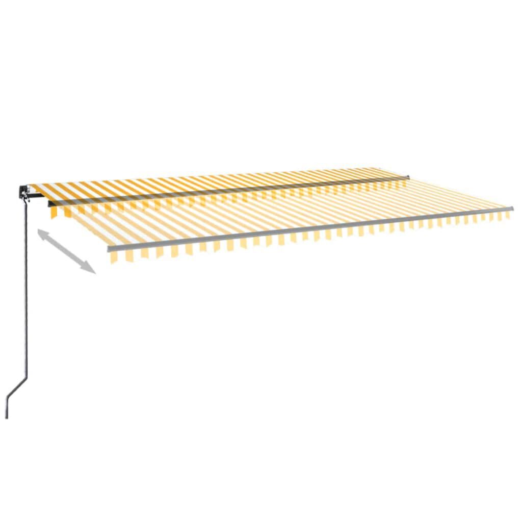 vidaXL Τέντα Συρόμενη Χειροκίνητη με LED Κίτρινο / Λευκό 600x350 εκ.