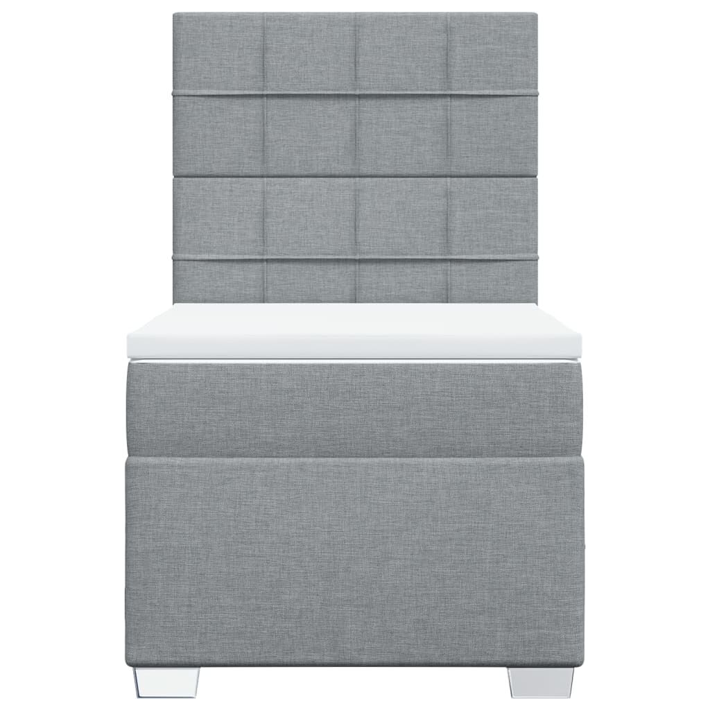 vidaXL Κρεβάτι Boxspring με Στρώμα Ανοιχτό Γκρι 90x200 εκ. Υφασμάτινο