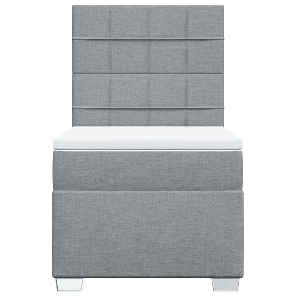 vidaXL Κρεβάτι Boxspring με Στρώμα Ανοιχτό Γκρι 90x200 εκ. Υφασμάτινο
