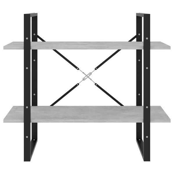 vidaXL Βιβλιοθήκη με 2 Ράφια Γκρι Σκυρ. 80 x 30 x 70 εκ. Επεξ. Ξύλο
