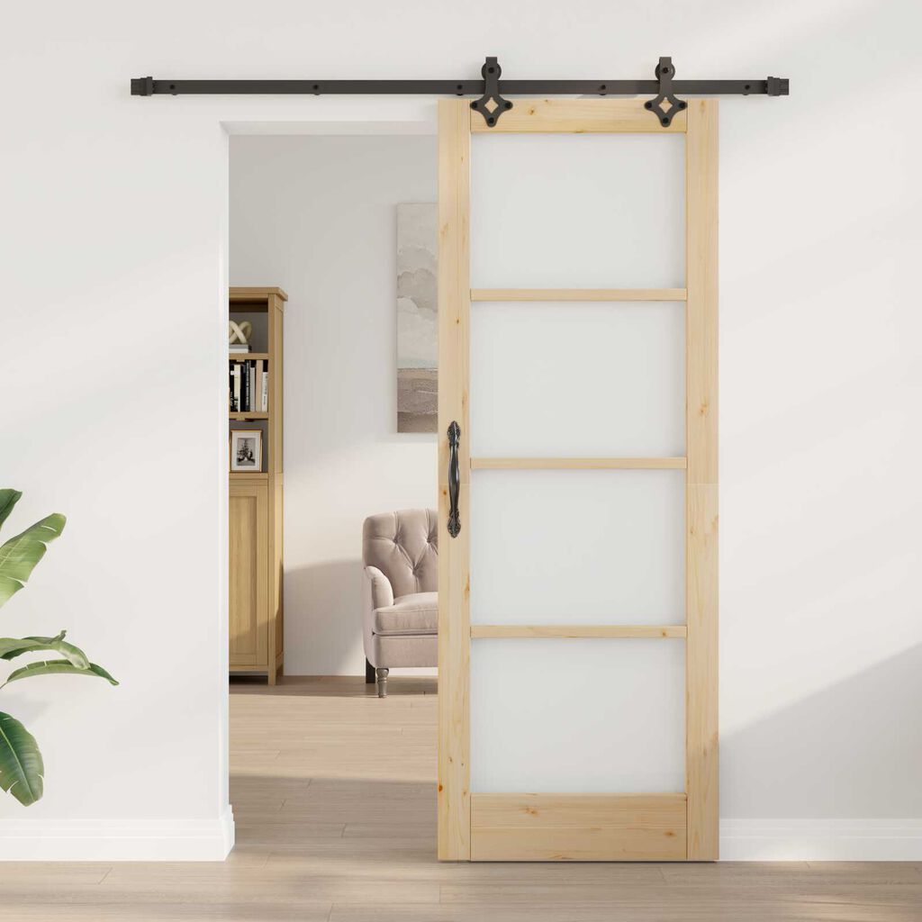 vidaXL Συρόμενη Πόρτα ORKDAL Καφέ 78 x 211 εκ Ξύλο και μέταλλο