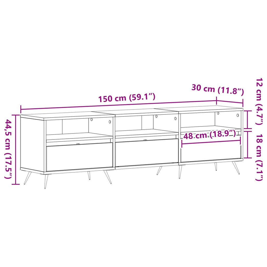 vidaXL Ντουλάπι τηλεόρασης Artisan Oak 150x30x44,5 εκ. Επεξεργασμένο ξύλο