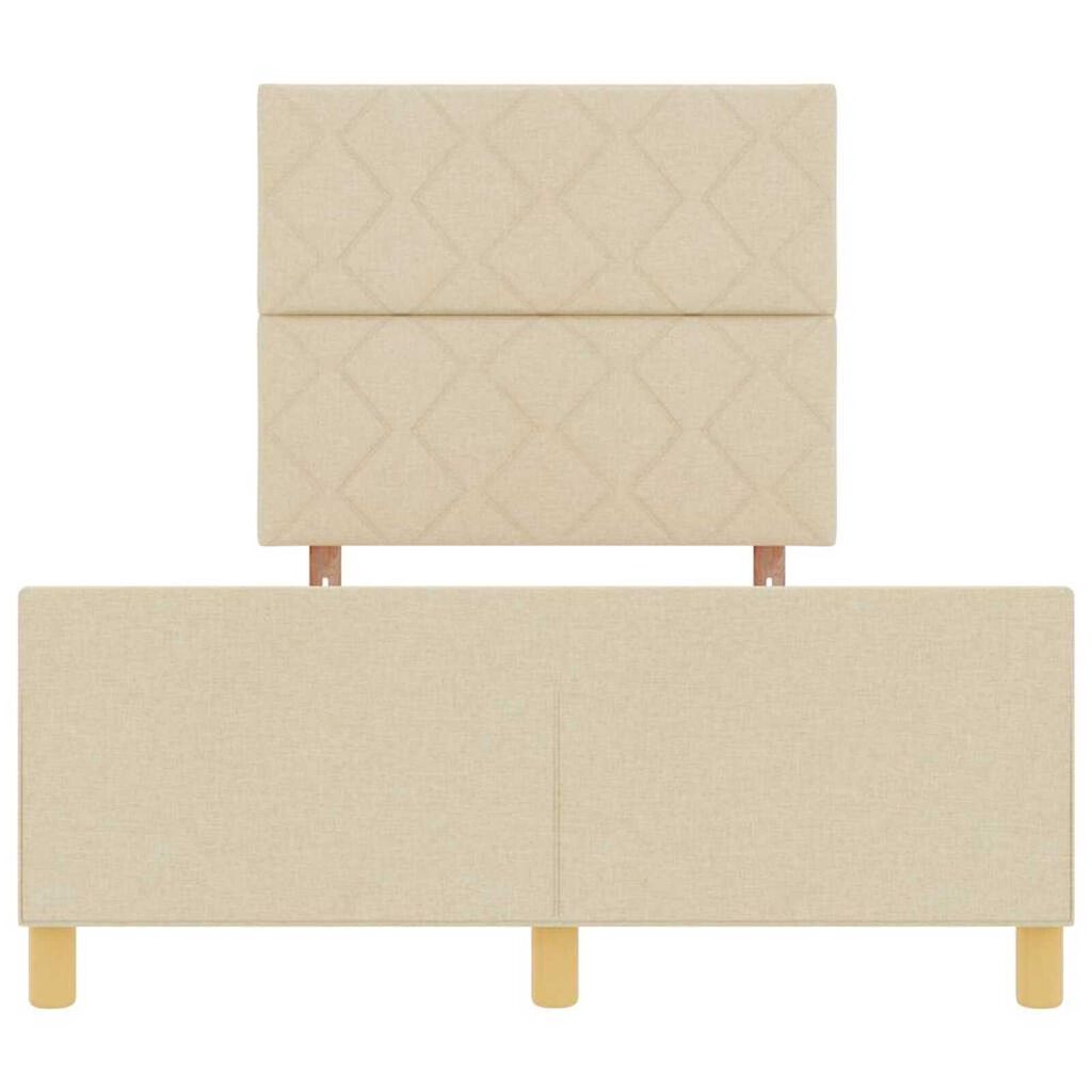 vidaXL Σκελετός Κρεβατιού με κεφαλάρι Κρεμ 120 x 200 cm ύφασμα