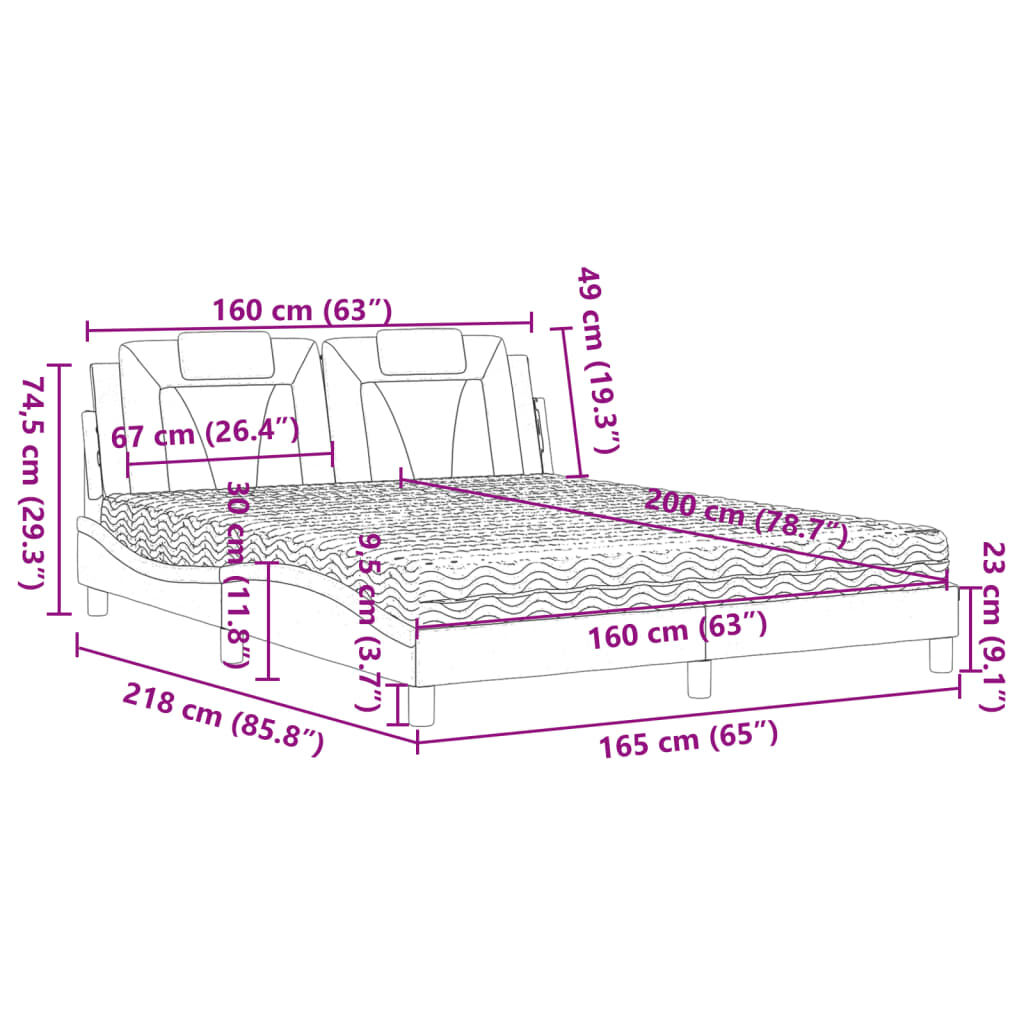 vidaXL Κρεβάτι με Στρώμα Καπουτσίνο 160x200εκ.από Συνθ.Δέρμα
