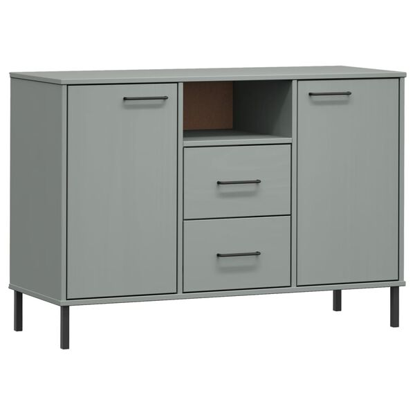vidaXL Ντουλάπι OSLO Γκρι 113x40x77 εκ. Μασίφ Ξύλο με Μετ. Πόδια