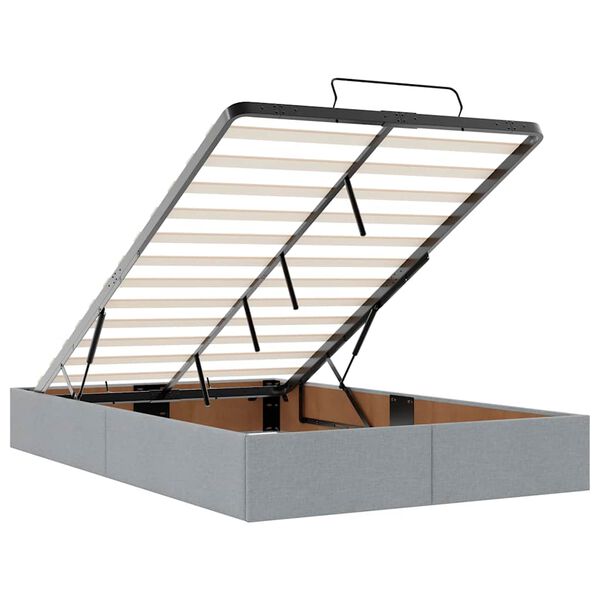 vidaXL Οθωμανικό κρεβάτι με στρώμα & LEDs Ανοιχτό γκρι Ύφασμα
