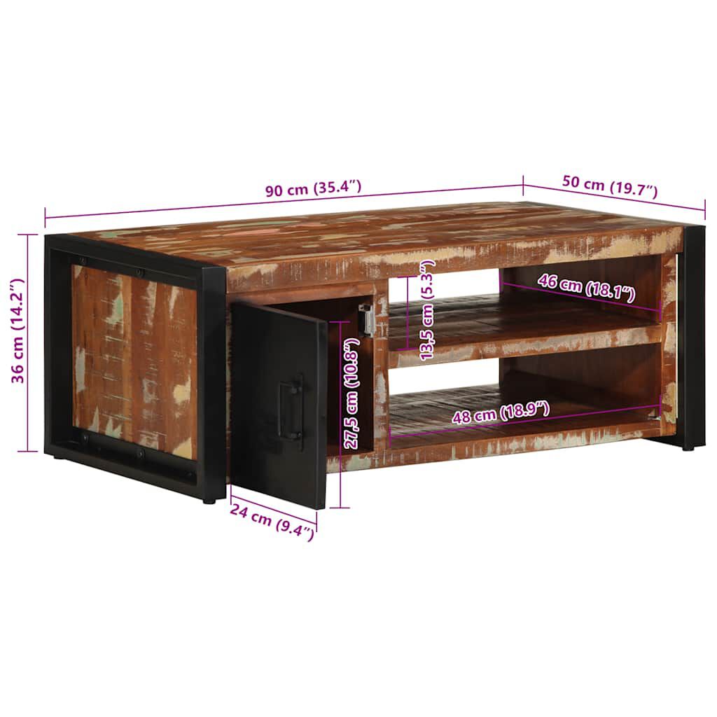 vidaXL Τραπεζάκι σαλονιού πολύχρωμο 90x50x36cm Ξύλο μασίφ αναγεννημένο