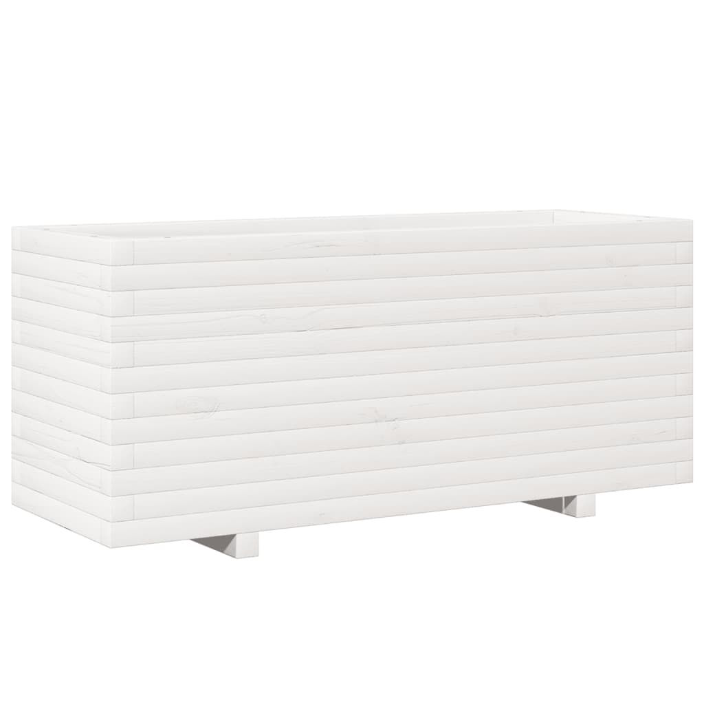 vidaXL Ζαρντινιέρα Κήπου Λευκή 110x40x49,5 εκ. από Μασίφ Ξύλο Πεύκου