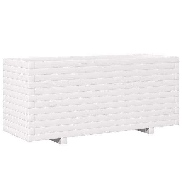 vidaXL Ζαρντινιέρα Κήπου Λευκή 110x40x49,5 εκ. από Μασίφ Ξύλο Πεύκου
