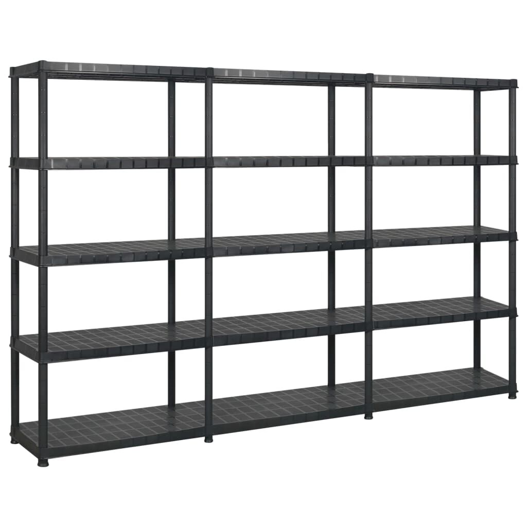 vidaXL Ραφιέρα Αποθήκευσης 5 Επιπέδων Μαύρη 274,5x45,7x185 εκ Πλαστική
