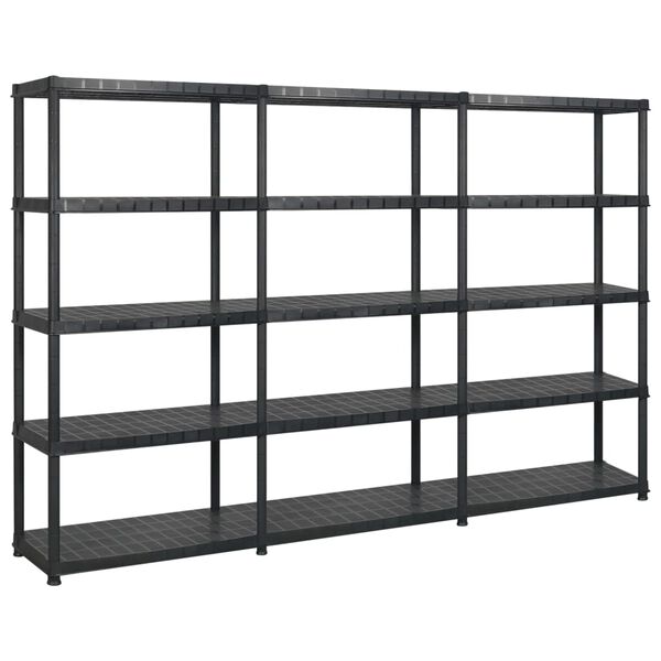 vidaXL Ραφιέρα Αποθήκευσης 5 Επιπέδων Μαύρη 274,5x45,7x185 εκ Πλαστική