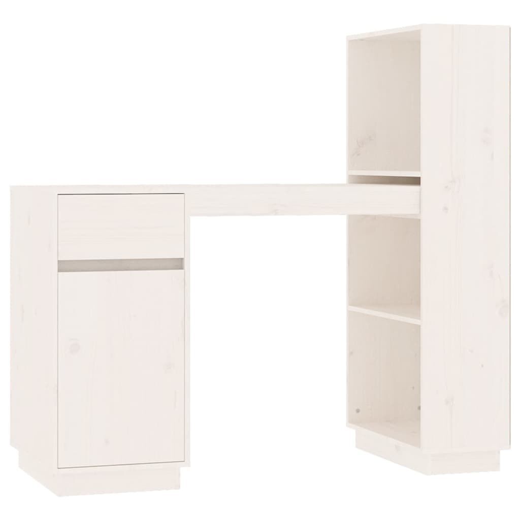 vidaXL Γραφείο Λευκό 110 x 53 x 117 εκ. από Μασίφ Ξύλο Πεύκου