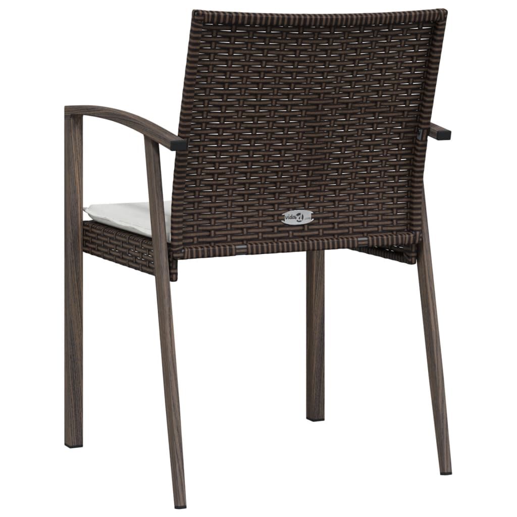 vidaXL Καρέκλες Κήπου 2 τεμ. Καφέ 56,5x57x83 εκ. Συνθ. Ρατάν&Μαξιλάρια