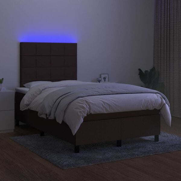 vidaXL &Kappa;&rho;&epsilon;&beta;ά&tau;&iota; Boxspring &mu;&epsilon; &Sigma;&tau;&rho;ώ&mu;&alpha; & LED &Sigma;&kappa;.&Kappa;&alpha;&phi;έ 120x190&epsilon;&kappa;. &Upsilon;&phi;&alpha;&sigma;&mu;ά&tau;&iota;&nu;&omicron;