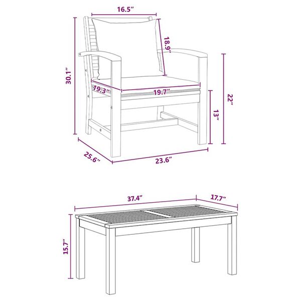 Σετ Καναπέ Κήπου 5 pcs Φυσικό Μασίφ ξύλο teak