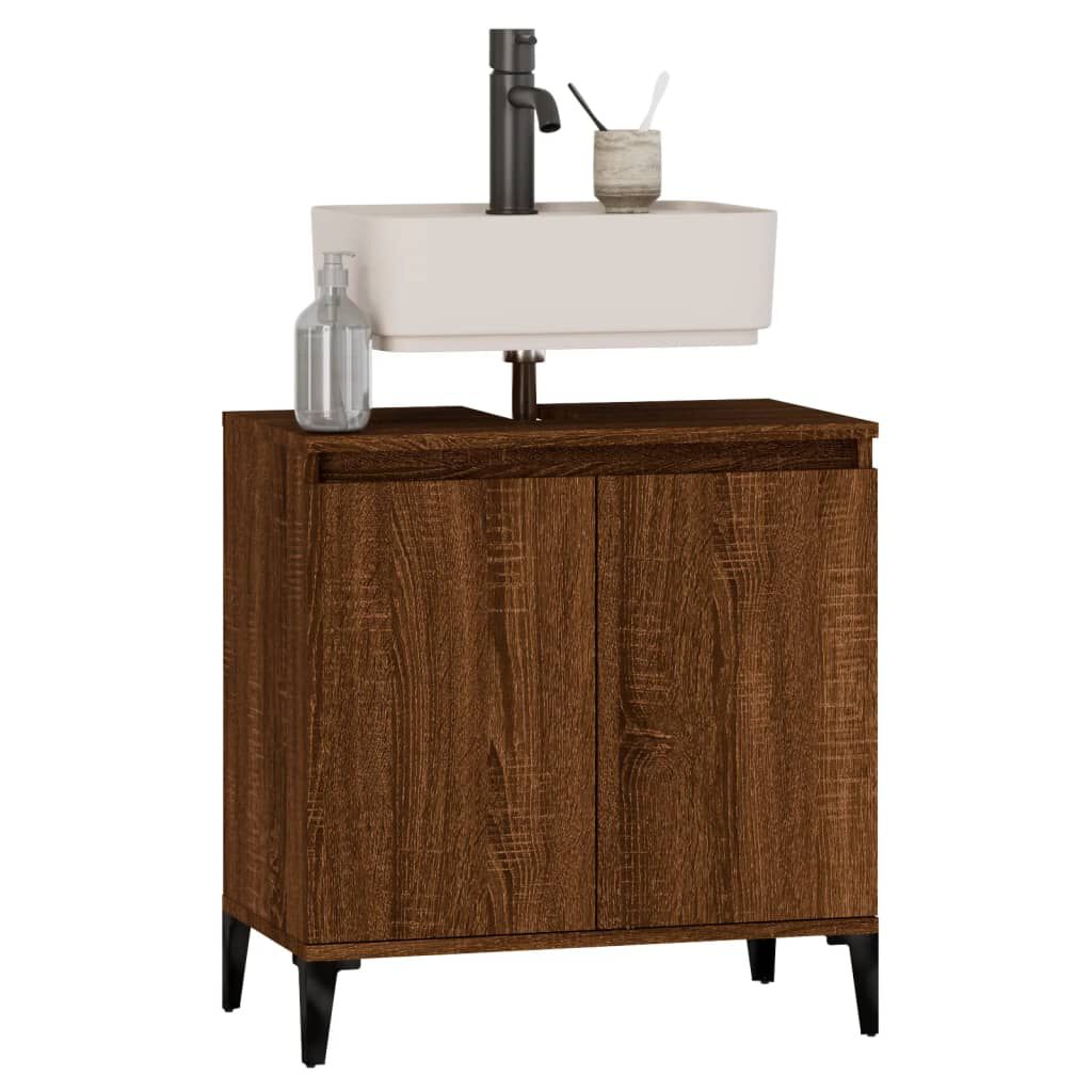 vidaXL Ντουλάπι Νιπτήρα Καφέ Δρυς 58x33x60 εκ. Επεξεργασμένο Ξύλο