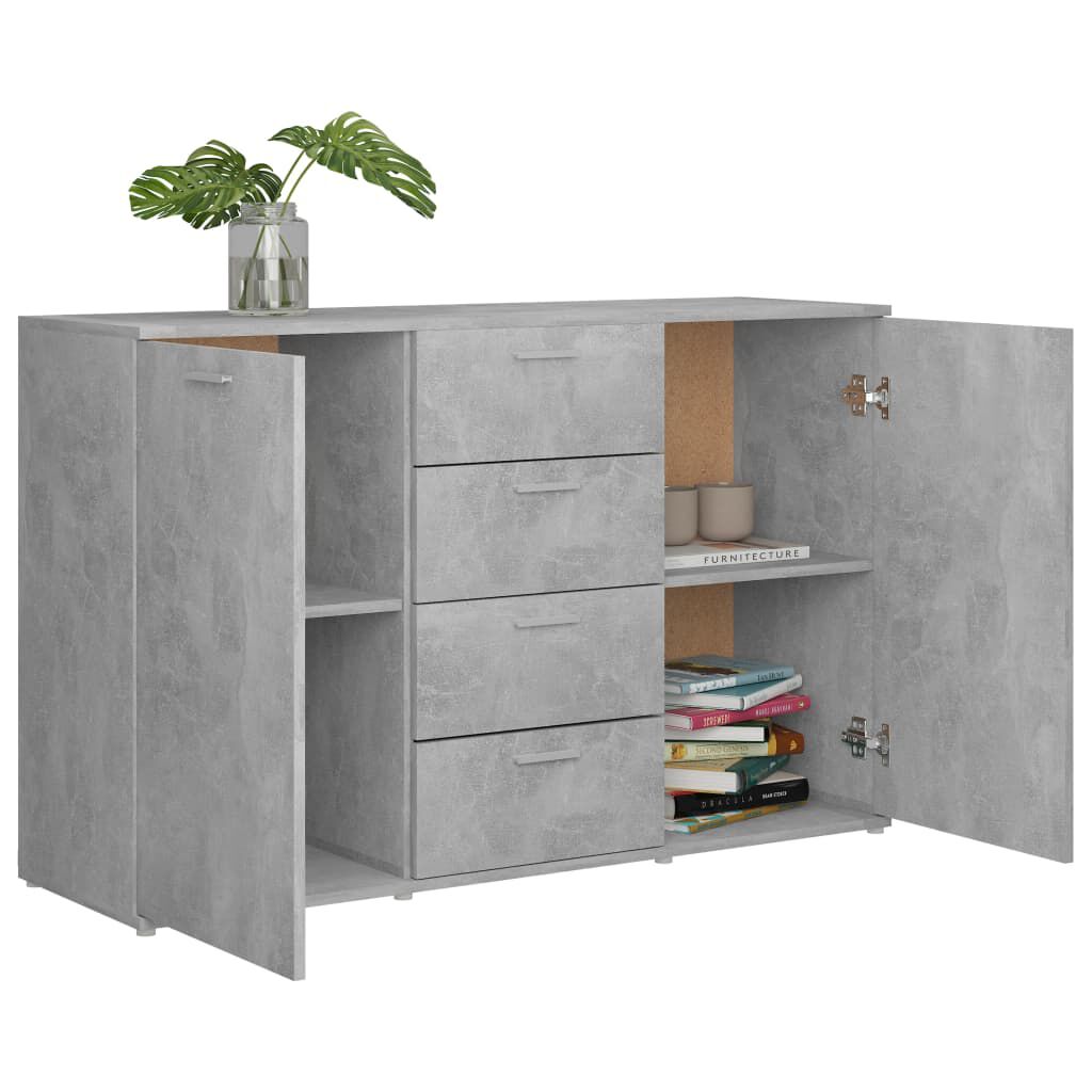 vidaXL Μπουφές Γκρι του Σκυροδέματος 120 x 35,5 x 75 εκ. Επεξ. Ξύλο