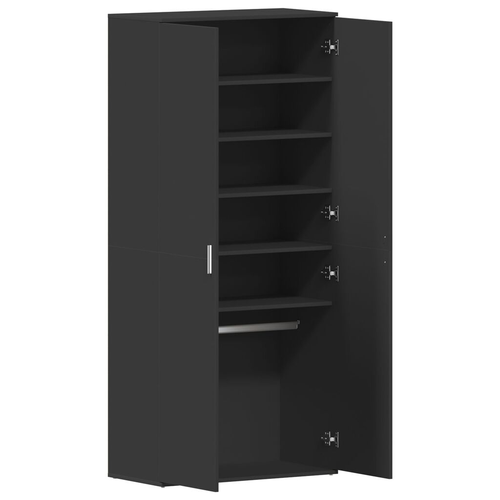 vidaXL Ντουλάπα Παπουτσιών Μαύρη 80x39x180 εκ. Επεξεργασμένο Ξύλο