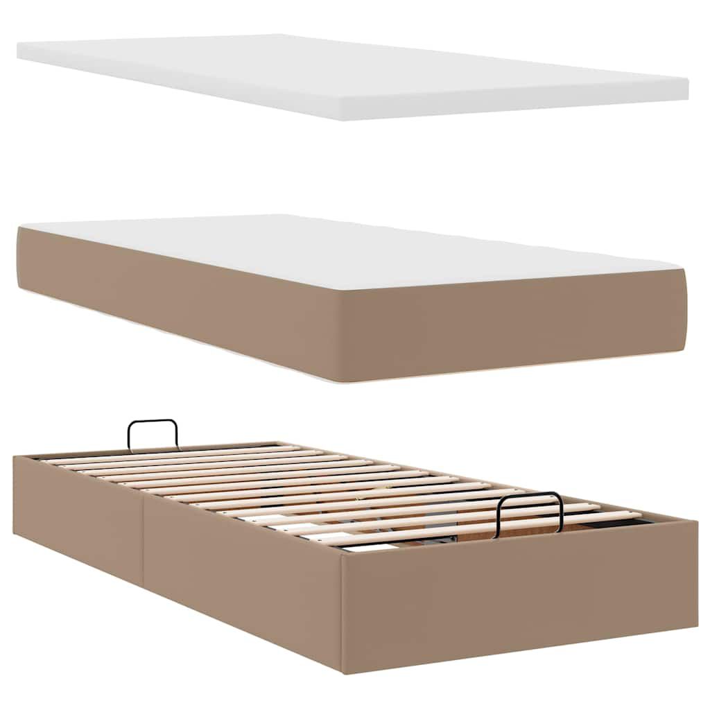 vidaXL Οθωμανικό κρεβάτι με στρώματα Cappucino 200x200cm Faux Leather