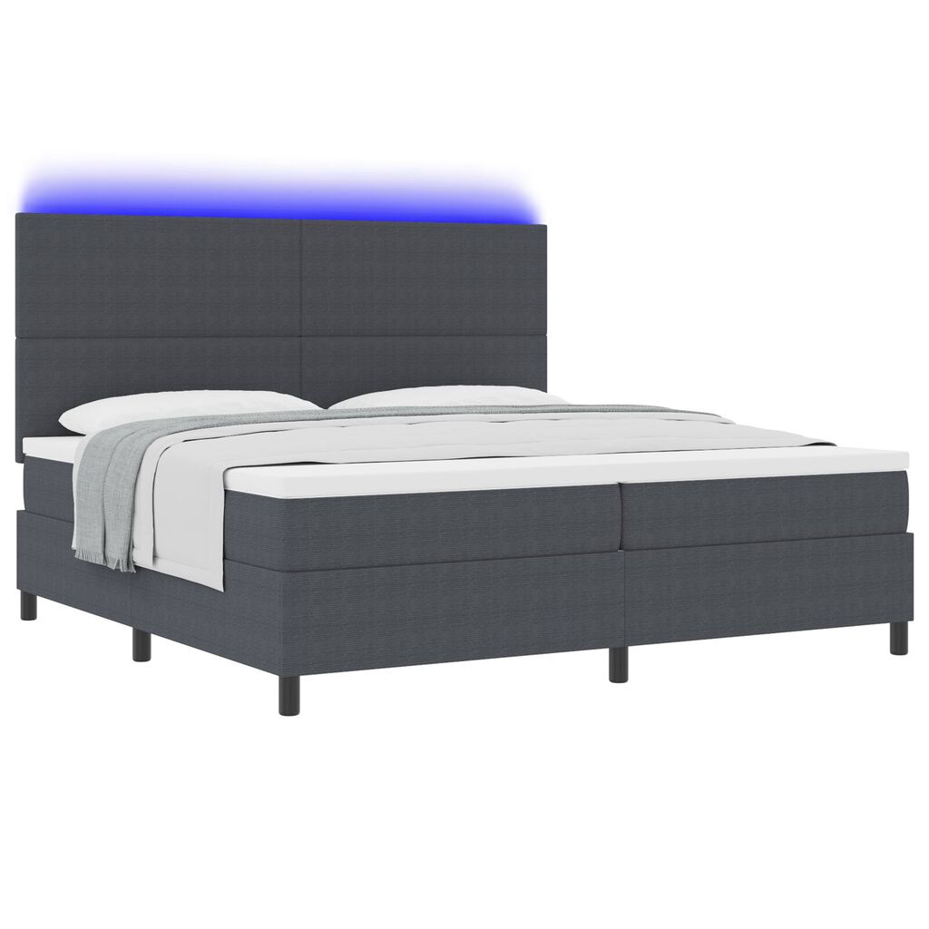 vidaXL Κρεβάτι με Στρώμα & LED Σκούρο Γκρι 200x200 εκ. Βελούδινο ύφασμα