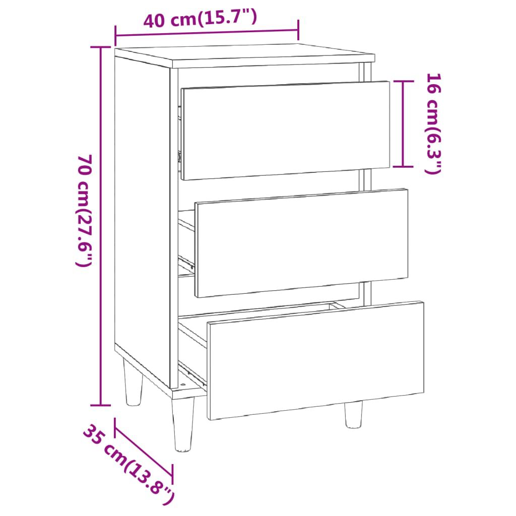 vidaXL Κομοδίνο Γκρι Sonoma 40x35x70 εκ. από Επεξεργασμένο Ξύλο