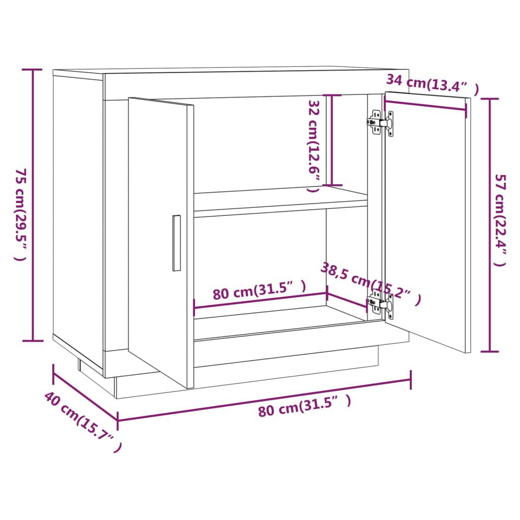 vidaXL Ντουλάπι Sonoma Δρυς 80 x 40 x 75 εκ. από Επεξεργασμένο Ξύλο