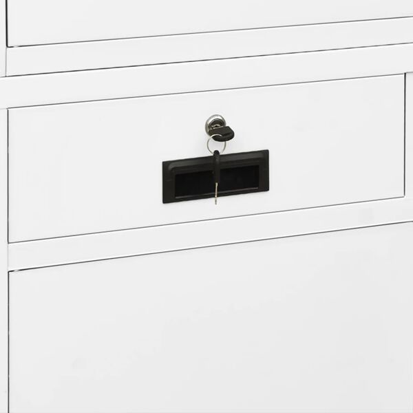 vidaXL Ντουλάπα Γραφείου Λευκή 90 x 40 x 180 εκ Ατσάλι / Ψημένο Γυαλί
