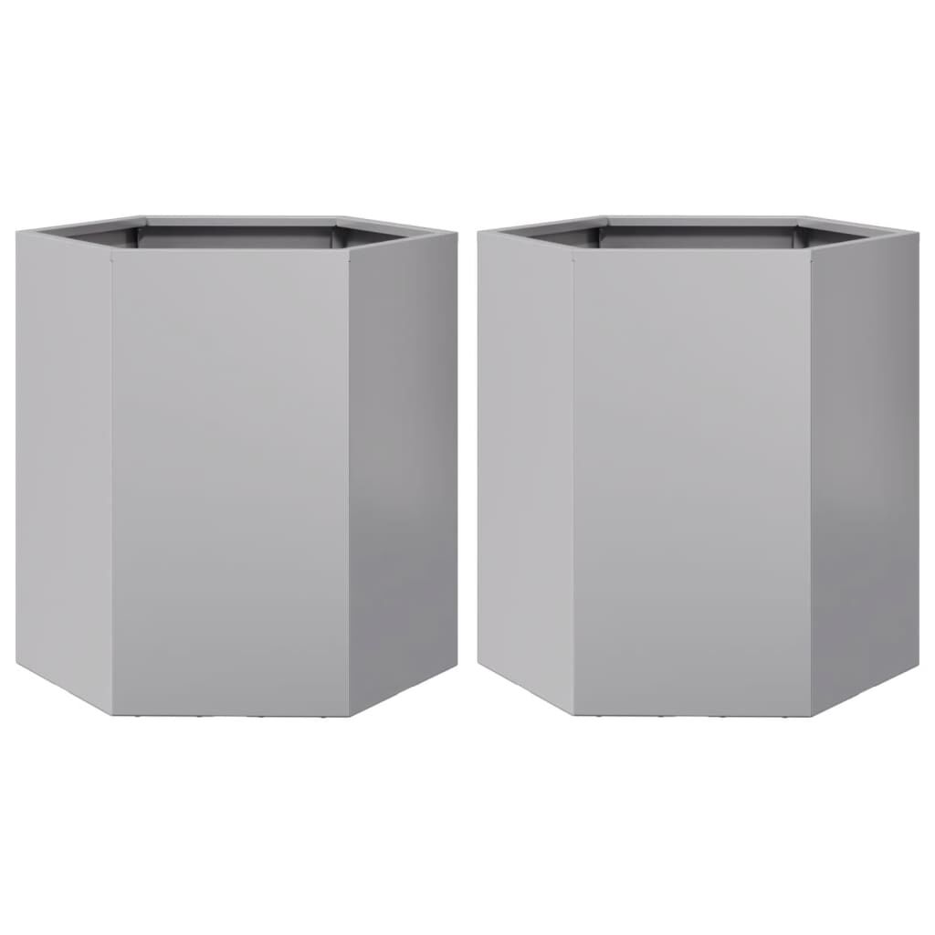 vidaXL Ζαρντινιέρες Κήπου 2τεμ Εξάγωνη 46x40x45 εκ Γαλβανισμένο Χάλυβα