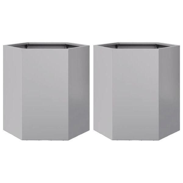 vidaXL Ζαρντινιέρες Κήπου 2τεμ Εξάγωνη 46x40x45 εκ Γαλβανισμένο Χάλυβα