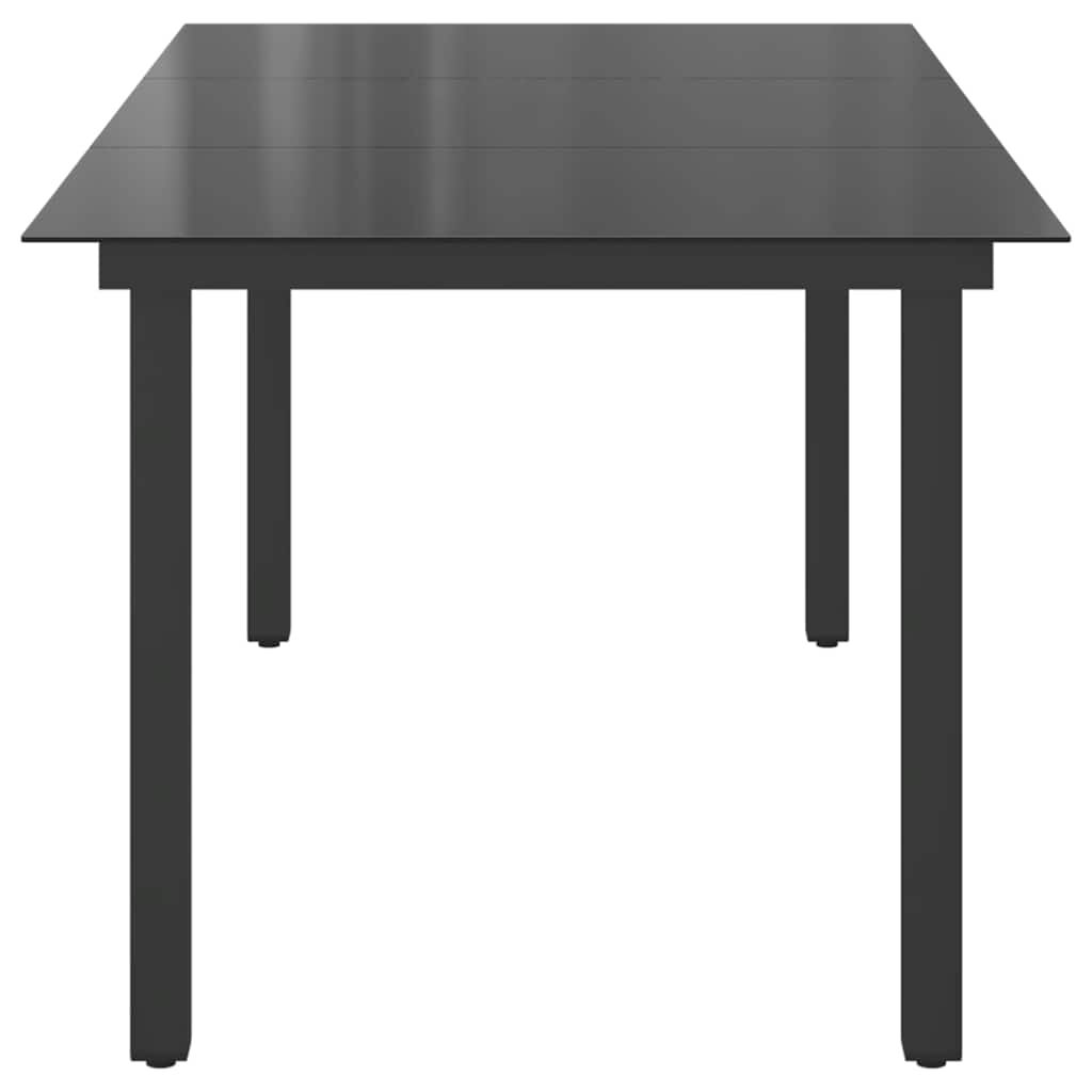 vidaXL Τραπέζι Κήπου Μαύρο 190 x 90 x 74 εκ. από Αλουμίνιο / Γυαλί