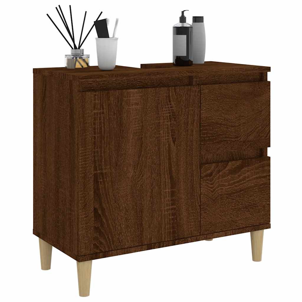 vidaXL Ντουλάπι Μπάνιου Καφέ Δρυς 65x33x60 εκ. Επεξεργασμένο Ξύλο
