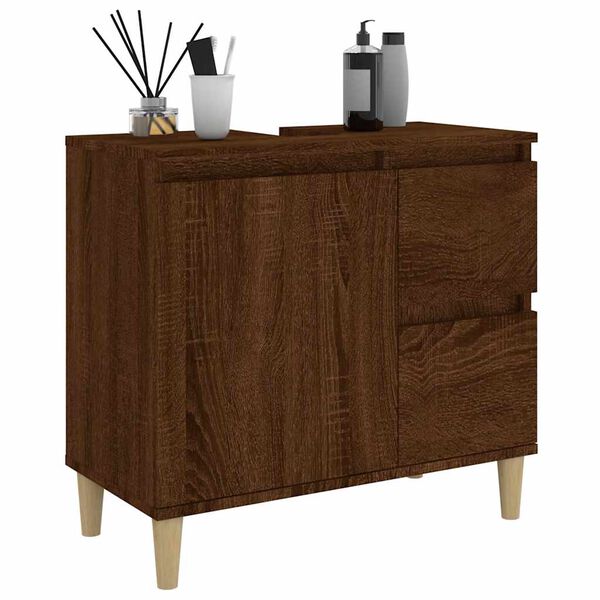 vidaXL Ντουλάπι Μπάνιου Καφέ Δρυς 65x33x60 εκ. Επεξεργασμένο Ξύλο