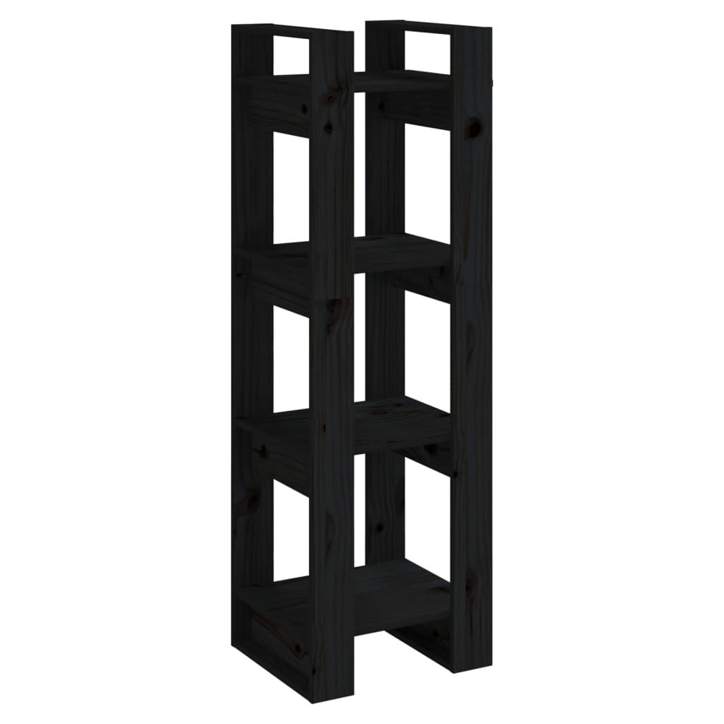 vidaXL Βιβλιοθήκη/Διαχωριστικό Χώρου Μαύρο 41x35x125 εκ. Μασίφ Πεύκο