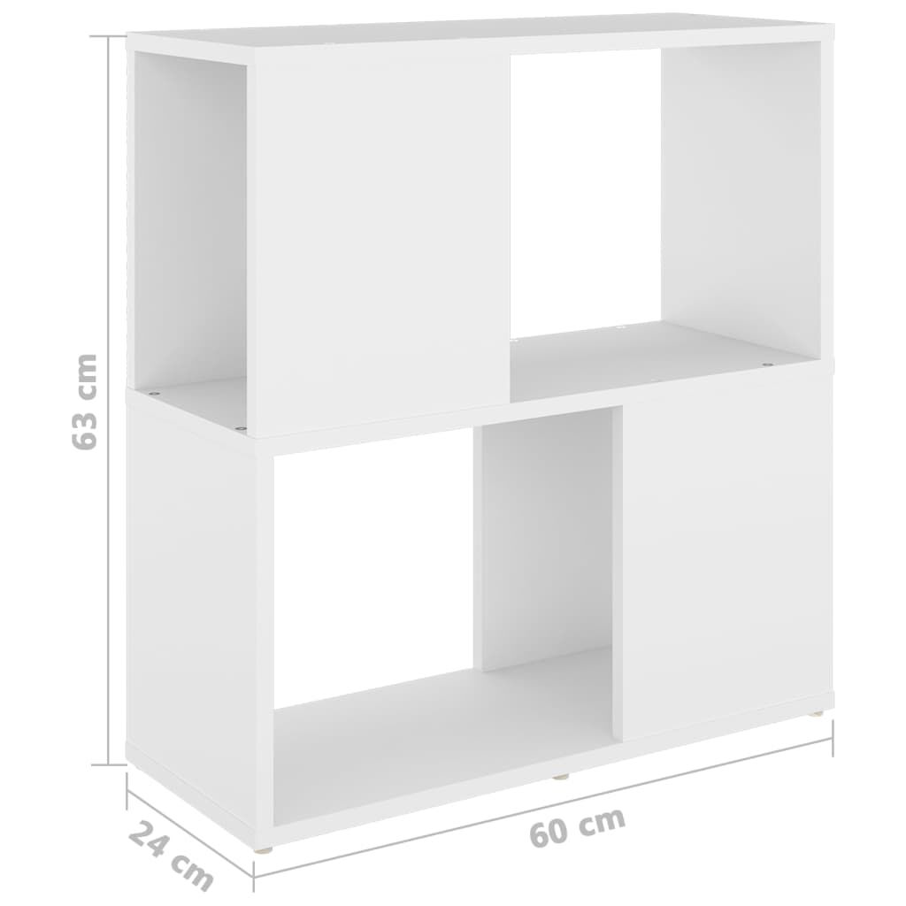 vidaXL Βιβλιοθήκη Λευκή 60 x 24 x 63 εκ. από Επεξ. Ξύλο