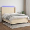 vidaXL &Kappa;&rho;&epsilon;&beta;ά&tau;&iota; Boxspring &mu;&epsilon; &Sigma;&tau;&rho;ώ&mu;&alpha; & LED &Kappa;&rho;&epsilon;&mu; 140x190 &epsilon;&kappa;. &Upsilon;&phi;&alpha;&sigma;&mu;ά&tau;&iota;&nu;&omicron;